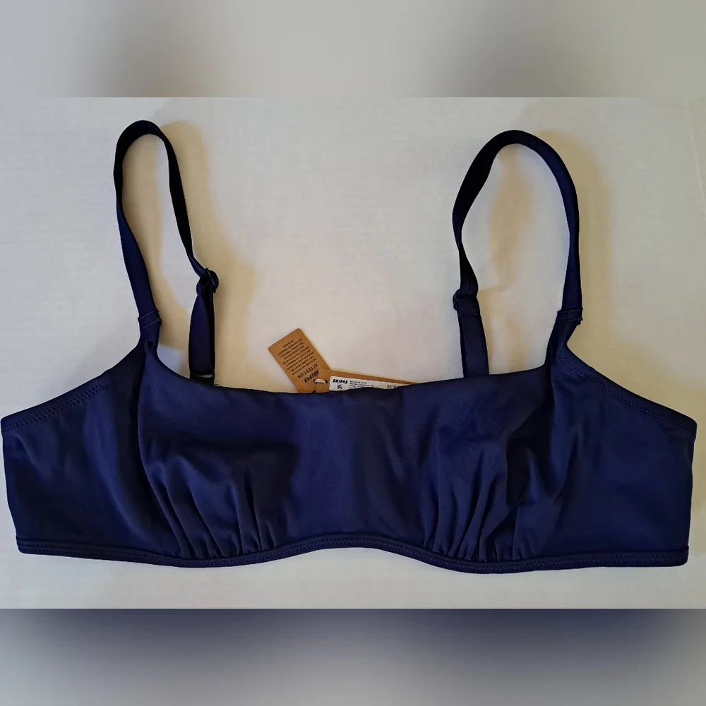 ❤️NWT SKIMS 2 Pc Ruched Underwire Swim Top Sculpting foldover Bikini MIDNIGHT 3X